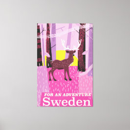 Voor een avontuur Zweden retro reisposter Canvas Afdruk