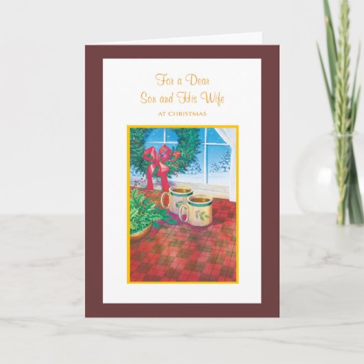 Voor een Beste Zoon en Zijn Vrouw bij Kerstmis Feestdagen Kaart (Voorkant)