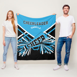 Voor een Cheerleader 📣 - Baby Blue, Black & White Fleece Deken