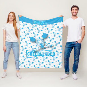 Voor een Cheerleader -Babyblauw en Wit Fleece Deken