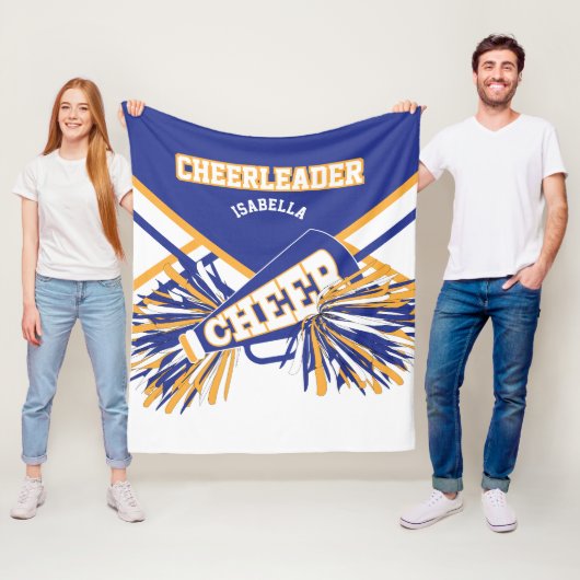 Voor een Cheerleader 📣 - blauw, goud en wit Fleece Deken (In situ)