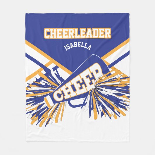 Voor een Cheerleader 📣 - blauw, goud en wit Fleece Deken (Voorkant)