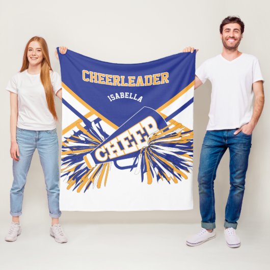 Voor een Cheerleader 📣 - Blauw, Goud & Wit Fleece Deken (In situ)