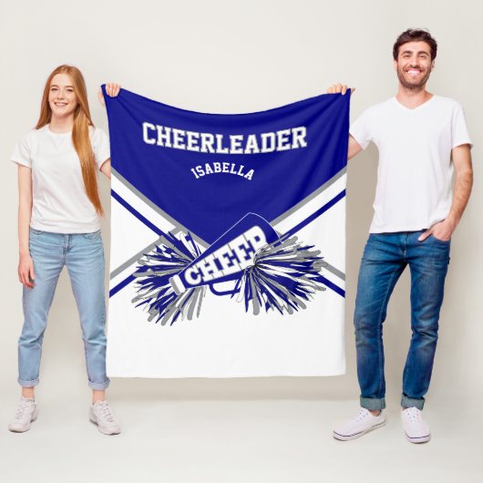 Voor een 📣 Cheerleader - blauw, grijs en wit Fleece Deken (In situ)