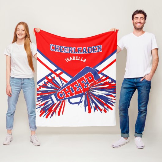 Voor een Cheerleader 📣 - blauw, wit en rood Fleece Deken (In situ)