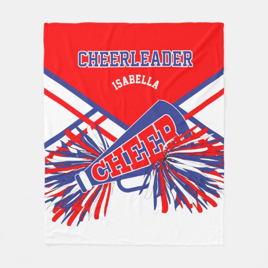 Voor een Cheerleader 📣 - blauw, wit en rood Fleece Deken (Voorkant)