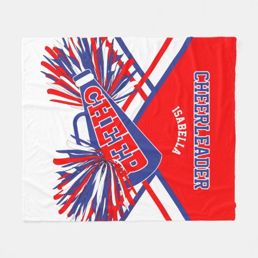 Voor een Cheerleader 📣 - blauw, wit en rood Fleece Deken (Voorkant (Horizontaal))