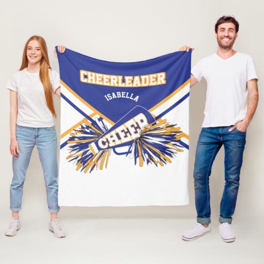 Voor een Cheerleader 📣 - Blue, Gold & White 2 Fleece Deken (In situ)