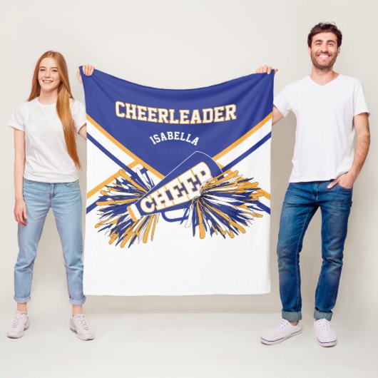 Voor een Cheerleader 📣 - Blue, Gold & White 2 Fleece Deken (In situ)