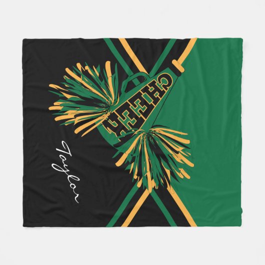 Voor een Cheerleader 📣 - Donkergroen, goud en zwa Fleece Deken (Voorkant (Horizontaal))