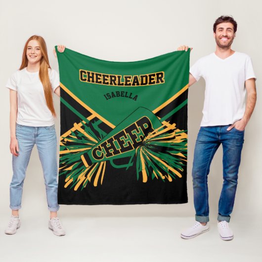 Voor een Cheerleader 📣 - Donkergroen, goud en zwa Fleece Deken (In situ)