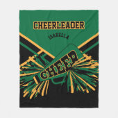 Voor een Cheerleader 📣 - Donkergroen, goud en zwa Fleece Deken (Voorkant)