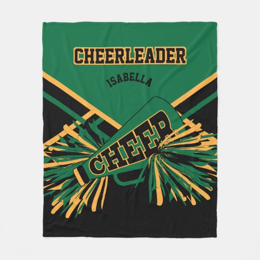 Voor een Cheerleader 📣 - Donkergroen, goud en zwa Fleece Deken (Voorkant)