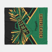 Voor een Cheerleader 📣 - Donkergroen, goud en zwa Fleece Deken (Voorkant (Horizontaal))