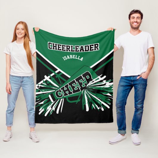 Voor een Cheerleader 📣 - Donkergroen, wit en zwar Fleece Deken (In situ)
