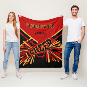 Voor een Cheerleader 📣 - Donkerrood, goud en zwar Fleece Deken