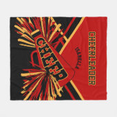 Voor een Cheerleader 📣 - Donkerrood, goud en zwar Fleece Deken (Voorkant (Horizontaal))