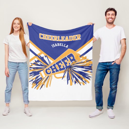 Voor een Cheerleader 📣 - Gold, White en Blue Fleece Deken (In situ)