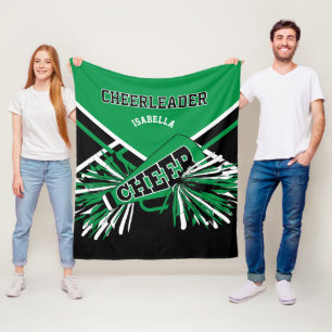 Voor een 📣 Cheerleader - Groen, Wit & Zwart Fleece Deken