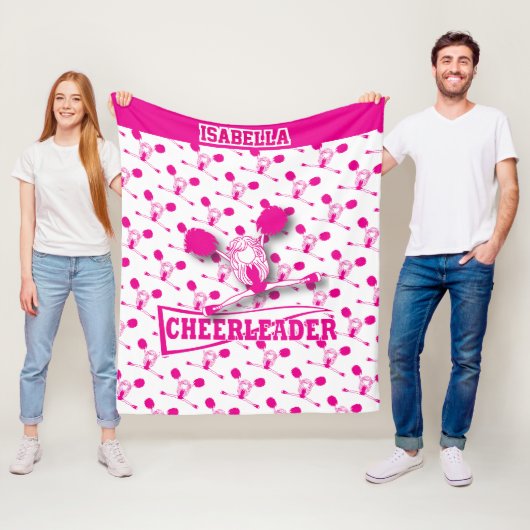 Voor een Cheerleader - Hot Pink en White Fleece Deken (In situ)