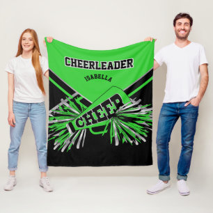 Voor een Cheerleader - Lime Green, Silver & Black  Fleece Deken