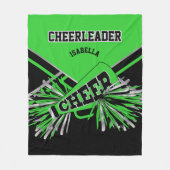 Voor een Cheerleader - Lime Green, Silver & Black  Fleece Deken (Voorkant)