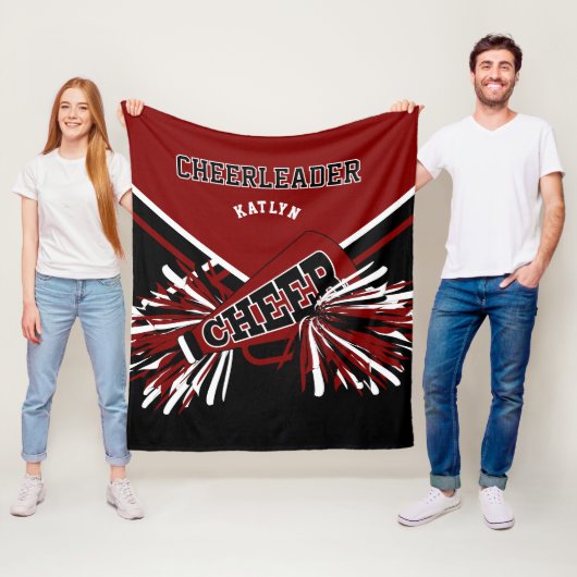 Voor een 📣 Cheerleader - Maroon, Zwart & Wit Fleece Deken (In situ)