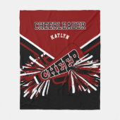 Voor een 📣 Cheerleader - Maroon, Zwart & Wit Fleece Deken (Voorkant)
