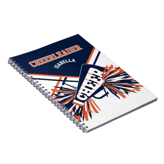 Voor een Cheerleader - Navy Blue, White en Oranje Notitieboek (Rechterzijde)