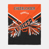 Voor een 📣 Cheerleader - Oranje, zwart en wit Fleece Deken (Voorkant)