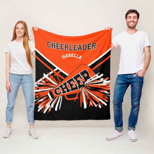 Voor een Cheerleader 📣 - Oranje, zwart en wit Fleece Deken (In situ)