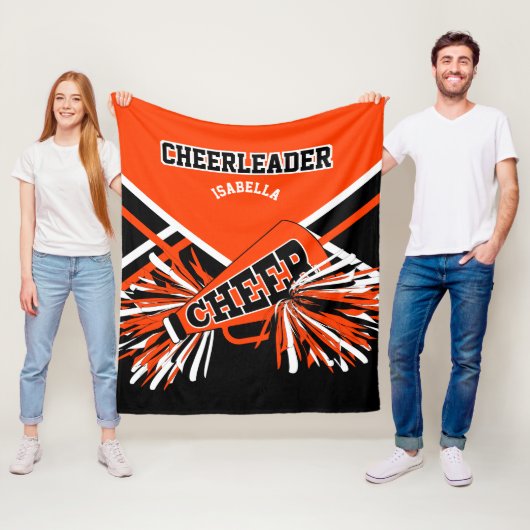 Voor een Cheerleader 📣 - Oranje, zwart en wit Fleece Deken (In situ)