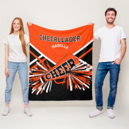 Voor een Cheerleader 📣 - Oranje, Zwart & Wit Fleece Deken