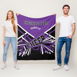 Voor een 📣 Cheerleader - Paars, wit en zwart Fleece Deken