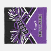 Voor een 📣 Cheerleader - Paars, wit en zwart Fleece Deken (Voorkant (Horizontaal))