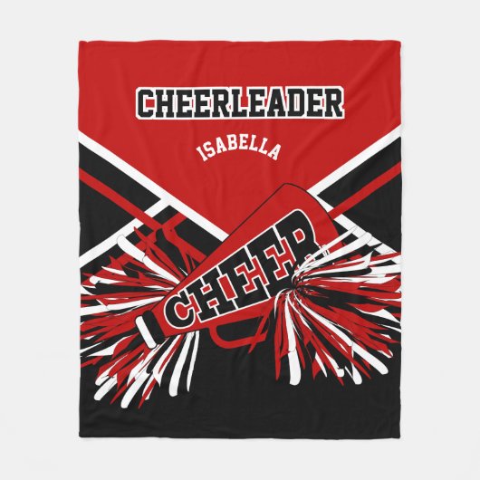 Voor een Cheerleader 📣 - Red, Black & White 2 Fleece Deken (Voorkant)