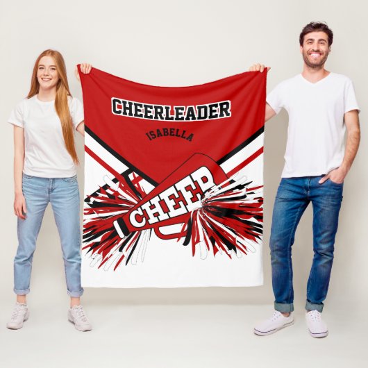 Voor een Cheerleader 📣 - Rood, wit en zwart Fleece Deken (In situ)