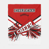 Voor een Cheerleader 📣 - Rood, wit en zwart Fleece Deken (Voorkant)