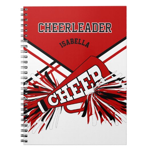 Voor een Cheerleader - Rood, wit en zwart Notitieboek (Voorkant)