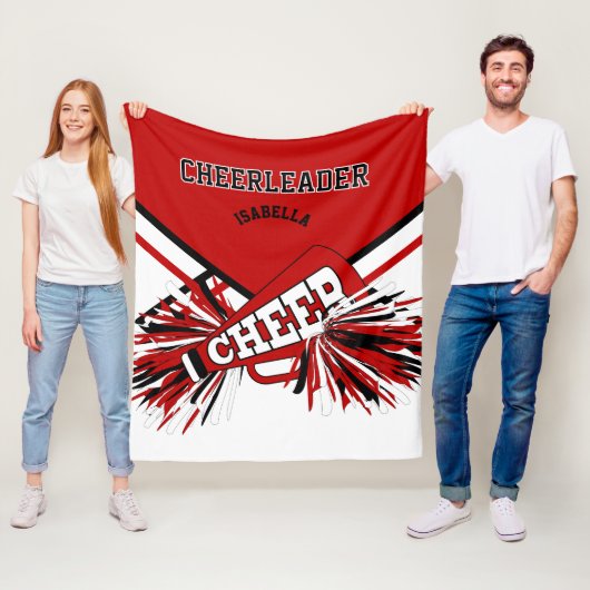 Voor een Cheerleader 📣 - Rood, Wit & Zwart Fleece Deken (In situ)