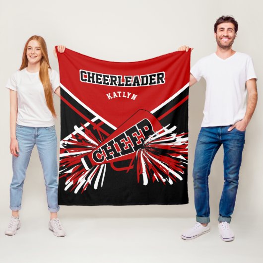 Voor een 📣 Cheerleader - Rood, zwart en wit - Aan Fleece Deken (In situ)