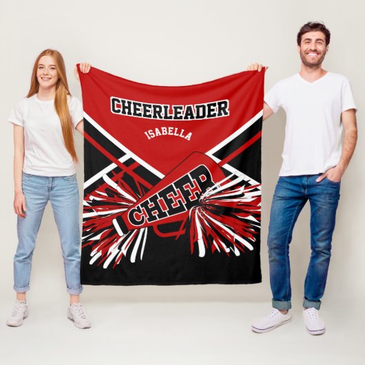 Voor een Cheerleader 📣 - Rood, zwart en wit Fleece Deken (In situ)