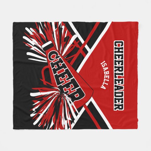 Voor een Cheerleader 📣 - Rood, zwart en wit Fleece Deken (Voorkant (Horizontaal))