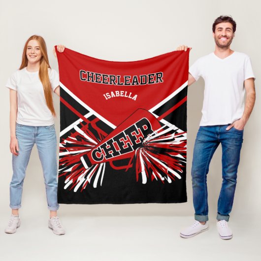 Voor een Cheerleader 📣- Rood, Zwart & Wit 2 Fleece Deken (In situ)