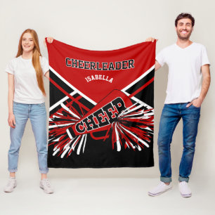 Voor een Cheerleader 📣 - Rood, Zwart & Wit Fleece Deken