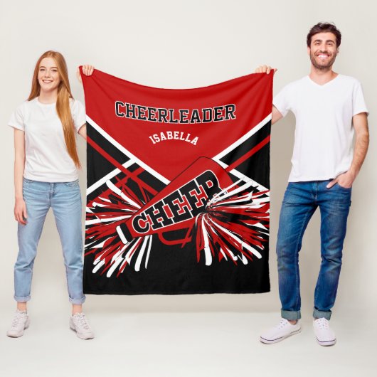 Voor een Cheerleader 📣 - Rood, Zwart & Wit Fleece Deken (In situ)