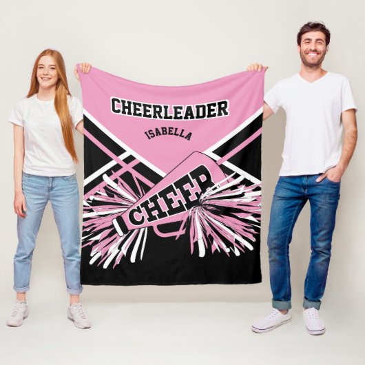 Voor een Cheerleader 📣- Roze, Wit & Zwart Fleece Deken (In situ)