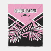 Voor een Cheerleader 📣- Roze, Wit & Zwart Fleece Deken (Voorkant)