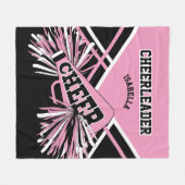 Voor een Cheerleader 📣- Roze, Wit & Zwart Fleece Deken (Voorkant (Horizontaal))