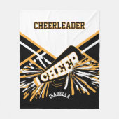 Voor een Cheerleader 📣 - White, Gold & Black Fleece Deken (Voorkant)